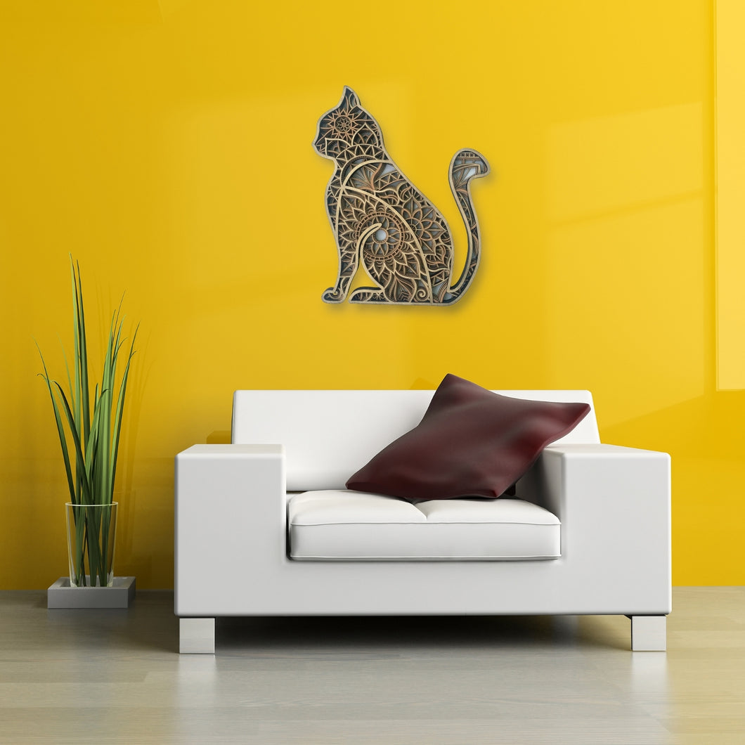 Laserarti Studios Cat Mandala Art Wall Decor